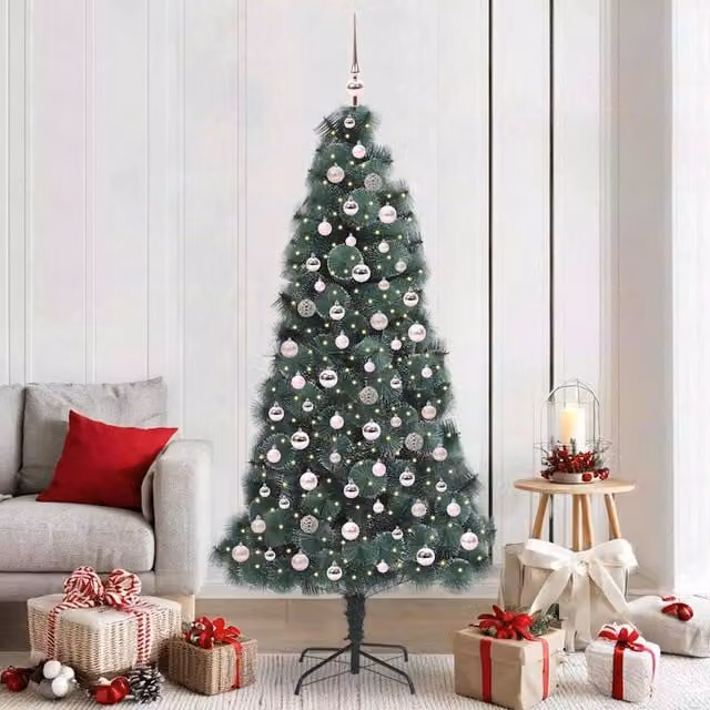 Berkfield Home Pre-lit Artificial Christmas Tree with Ball Set, Green, Height: 210 cm – 1