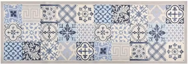 Berkfield Home Mosaic Washable Non-Slip Kitchen Floor Mat, Multicolour Blue, W: 45 cm, L: 150 cm – 1