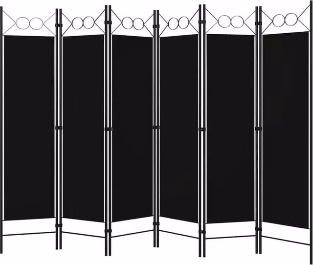 Berkfield Home 6-Panel Metal Room Divider in Black, H 180 cm x W 240 cm – 1