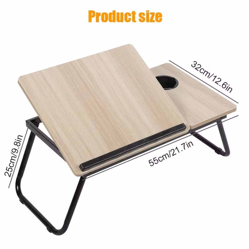 EONLION Folding Laptop Table Stand, Portable Brown Computer Desk, Width: 100 cm – 2