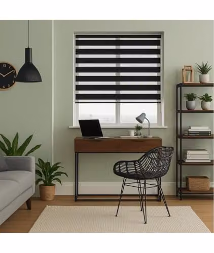 New Edge Blinds Black Zebra Day and Night Roller Blind, W: 145 cm, H: 165 cm – 2