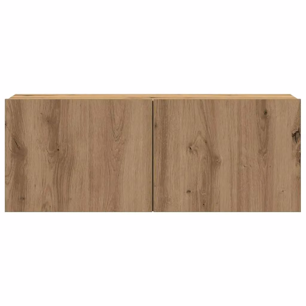 Berkfield Home Artisan Oak Wall Mounted TV Cabinets, 4 Piece Set in Brown – 3