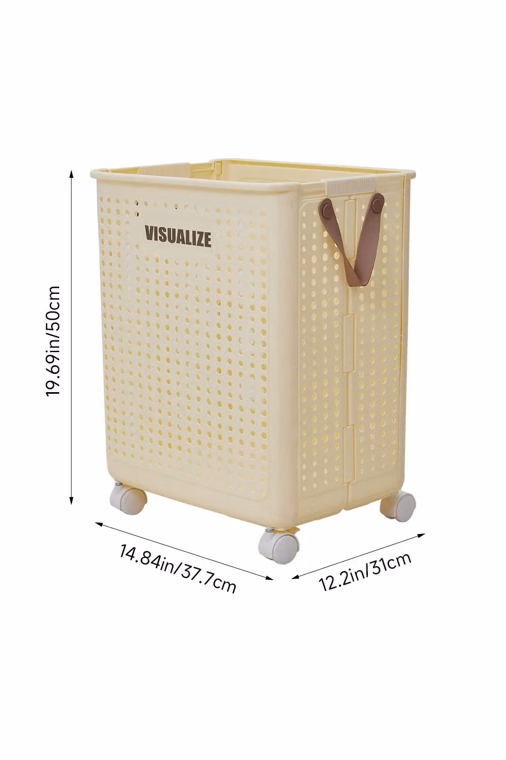 H&O Direct Collapsible Plastic Laundry Basket in Beige – 2