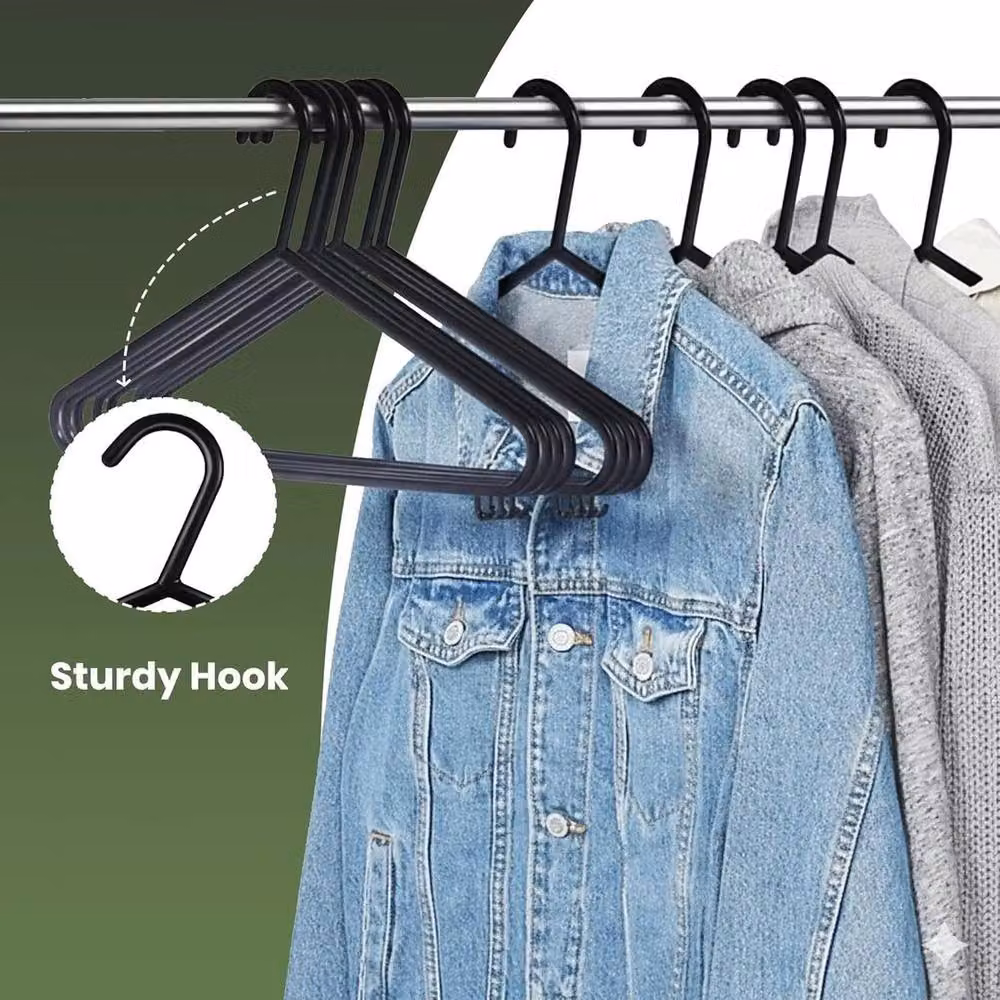 Pawnora Pack of 20 Black Plastic Adult Coat Hangers – 5