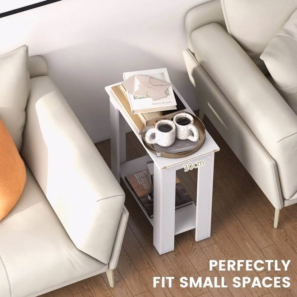 Kelvenix 2-Tier Modern End Table and Bedside Table in White – 2