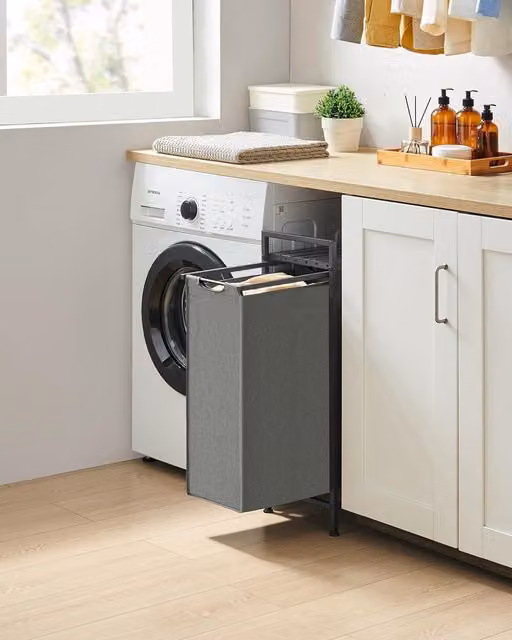 VASAGLE Laundry Hamper with Metal Frame and Pull Out Liner, Grey – 1