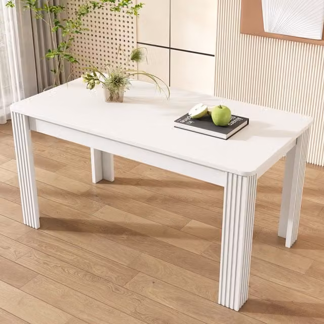 Matteo Modern White MDF 4-Seater Rectangular Dining Table