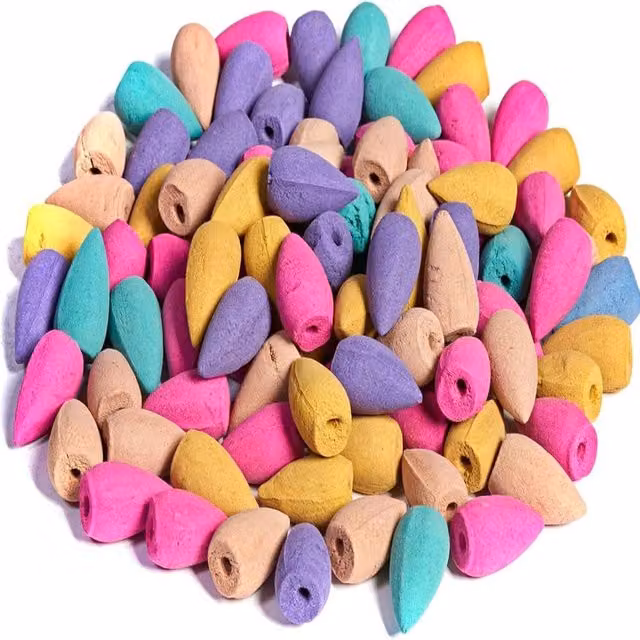 Tanness 100 Pieces Mixed Natural Scented Backflow Incense Cones in Multicolour Floral, Fresh and Woody Fragrances – 8
