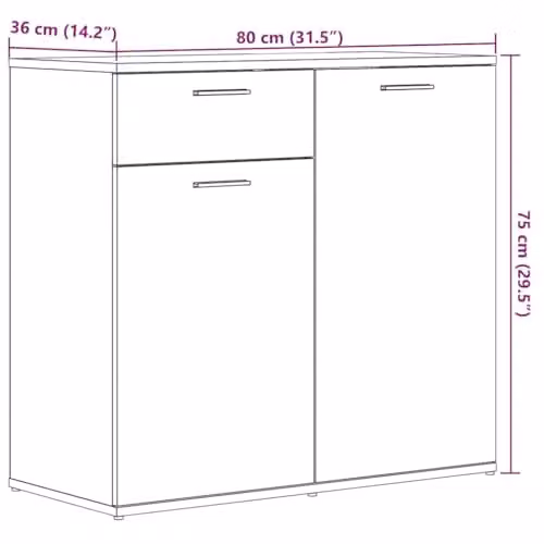 vidaXL Rustic Brown Sideboard in Old Wood, W/D/H: 80 x 36 x 75 cm – 3