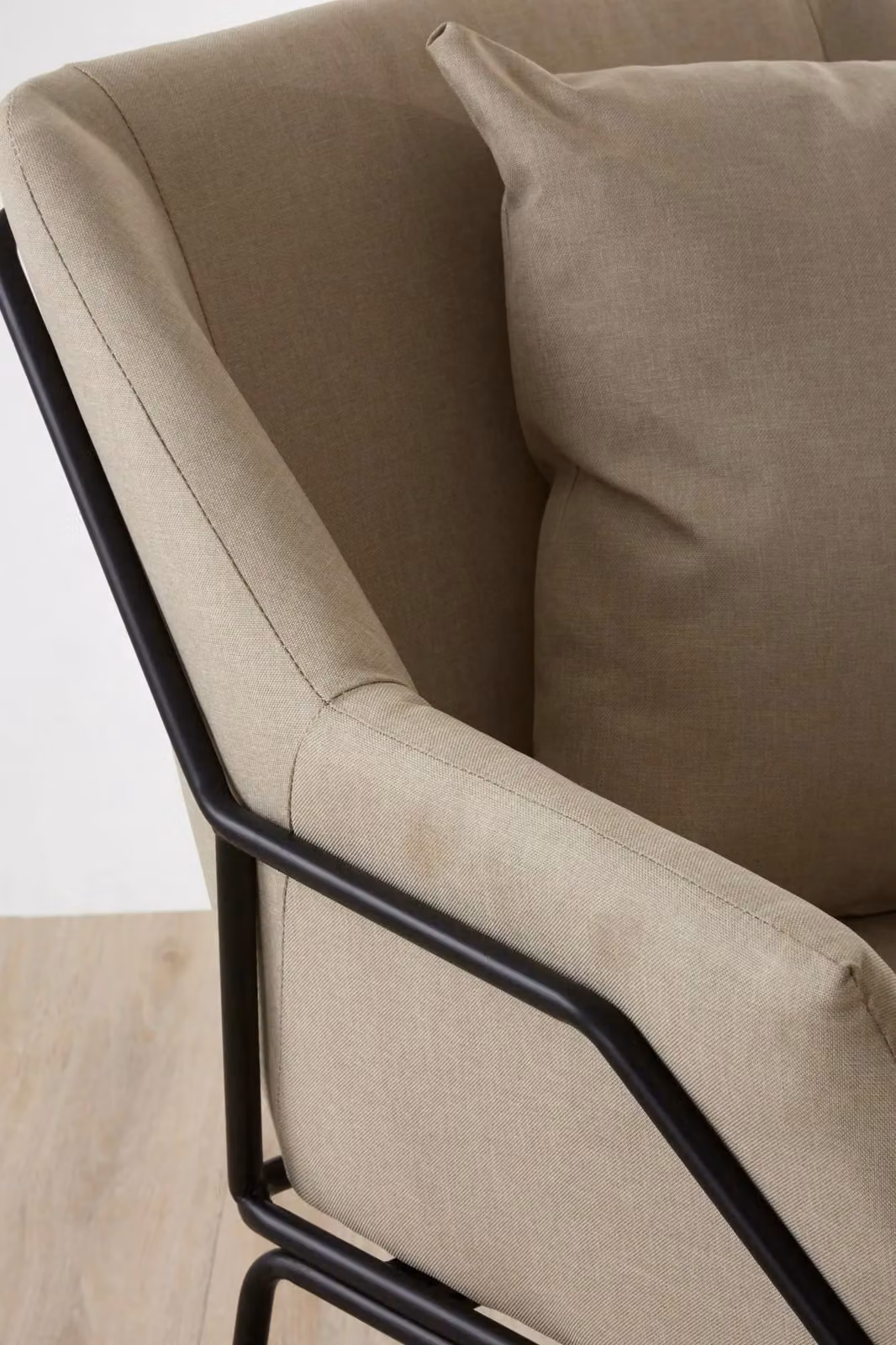 Orsina Stone Armchair in Beige with Black Metal Frame – 3