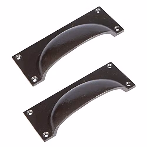 Hammer and Tongs Rectangular Iron Cabinet Drawer Pulls in Grey, Pack of 2