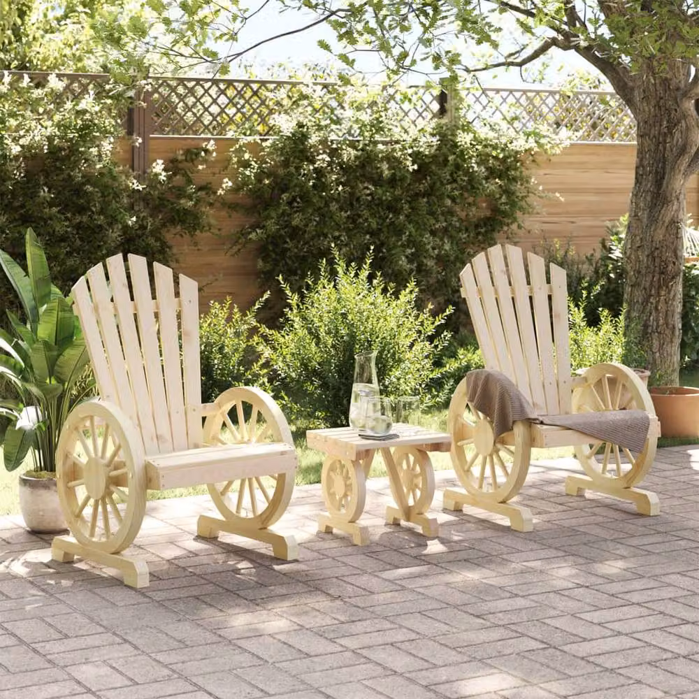 Berkfield Home 3 Piece Garden Lounge Set in Beige Solid Wood – 2