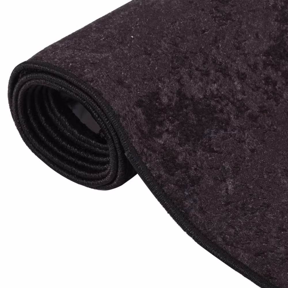 Berkfield Home Washable Anti Slip Round Rug in Anthracite and Black, Diameter: 100 cm – 2