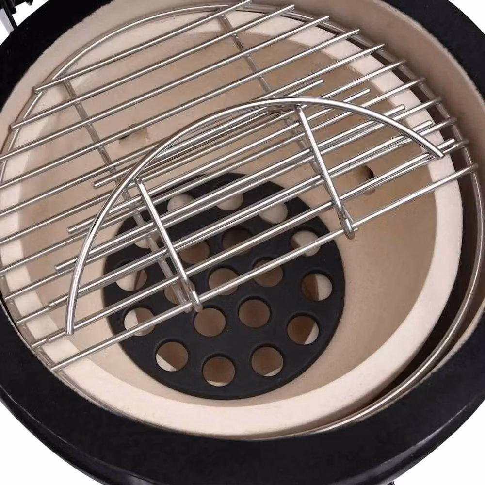 Berkfield Home 2-in-1 Ceramic Kamado Barbecue Grill and Smoker in Black, 56 cm – 4