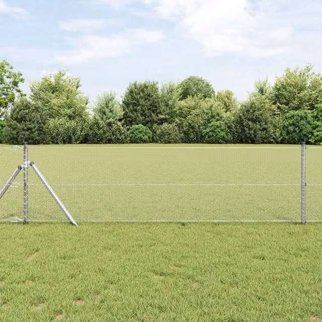 Berkfield Home Hexagon Fence in Silver Galvanised Steel, 0.6 x 10 m – 1