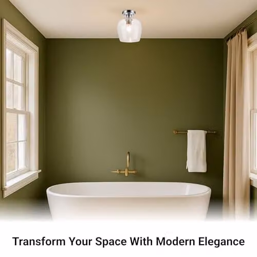 Cosylyte Oakdale Classic Bubble Glass Ceiling Light with Chrome Base, IP44, W/D/H: 20 x 20 x 24 cm – 6