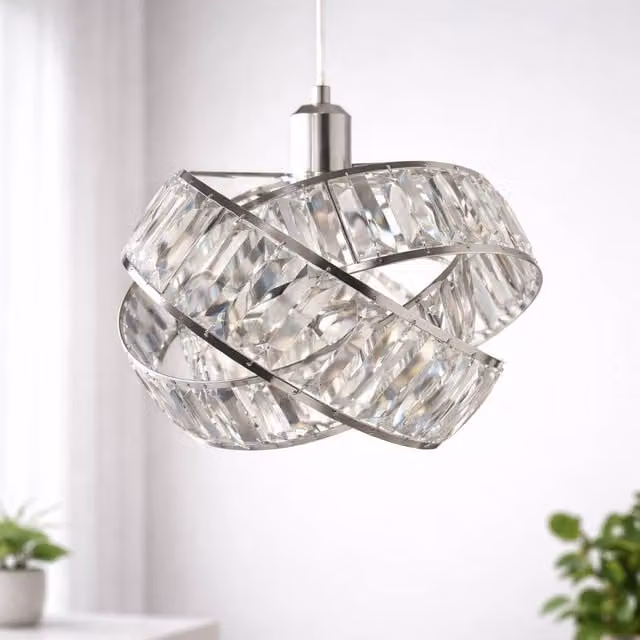 Voltico Crystal Effect 3-Tier Acrylic Pendant Lampshade in Metallic Silver