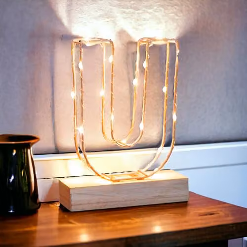 Echo Three Rose Gold LED Alphabet Wire Frame Letter Light U (H 22.0 cm x W 16.0 cm x D 5.0 cm) – 2