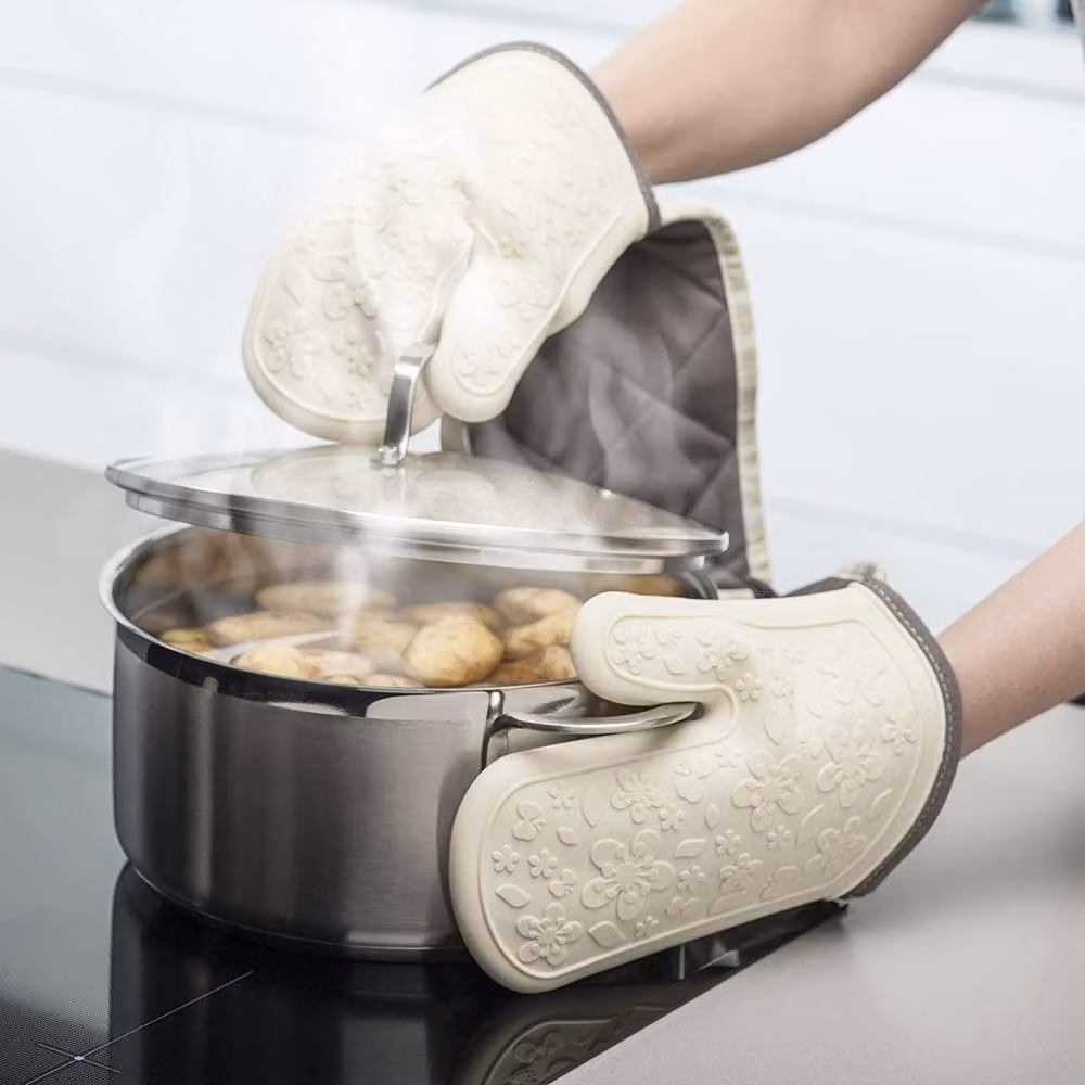 Zeal Steam Stop Waterproof Silicone Double Oven Gloves in Beige – 3