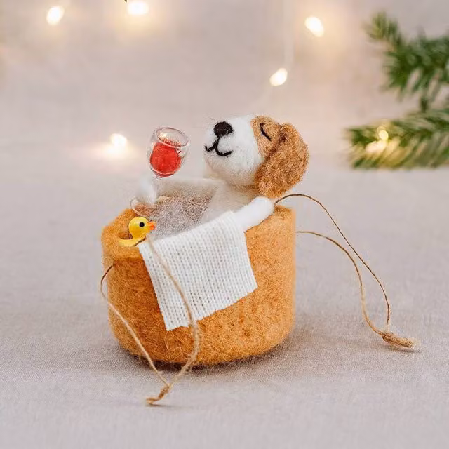 The Alphabet Gift Shop Dog In A Bath Christmas Hanging Decoration, Brown – 1