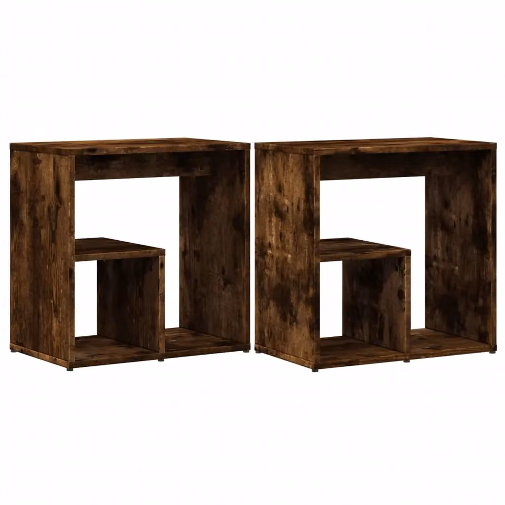 Berkfield Home Set of 2 Modern Smoked Oak Side Tables in Brown, W/D/H: 50 x 30 x 50 cm – 2