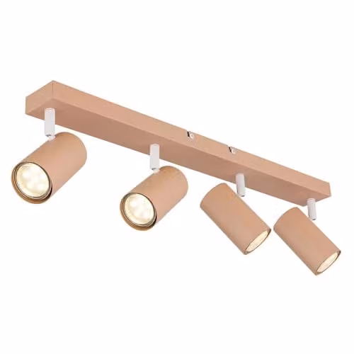 Globo Lighting Modern Adjustable Ceiling Spotlight Bar in Peach and White with 4x GU10 Sockets