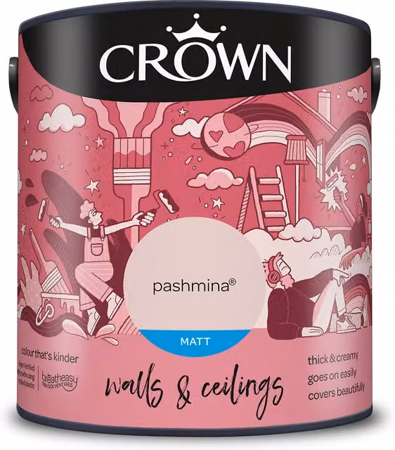 Crown Matt Breatheasy Emulsion Paint in Pashmina Pink