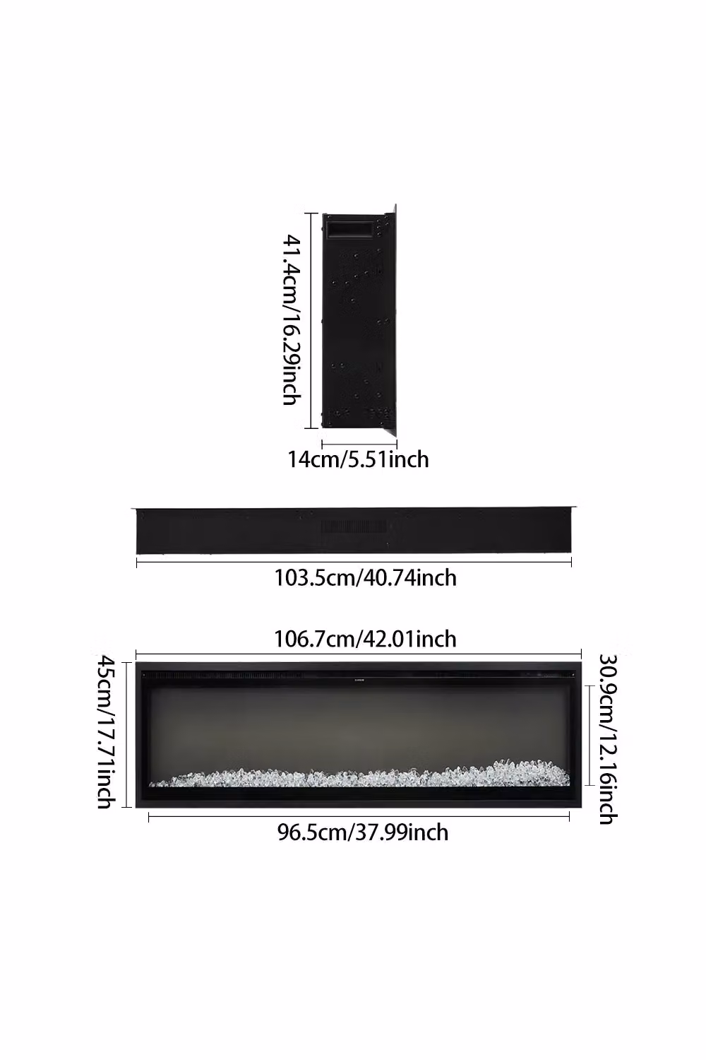 Living and Home 42 Inch Electrical Fireplace with Remote and 12 Flame Colours in Black – 3