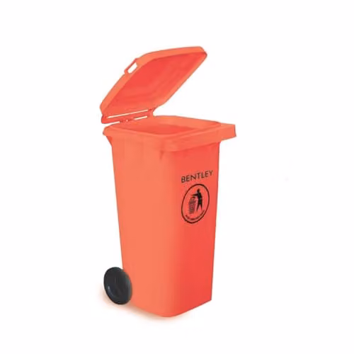 Charles Bentley 120 Litre Red Plastic Wheelie Bin with Flip Lid, W/D/H: 95 x 55 x 47 cm
