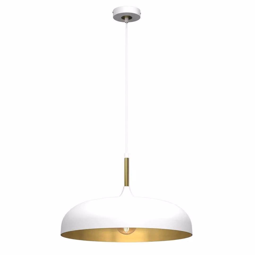 Milagro Lincoln White and Gold Scandinavian Style Metal Pendant Lamp, Diameter: 45 cm – 2