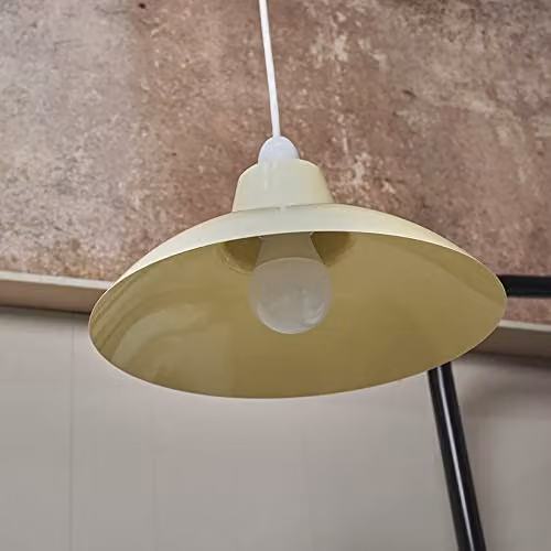 MiniSun Retro Style Gloss Beige Metal Dome Ceiling Light Shade, Shade Width: 28.8 cm – 4