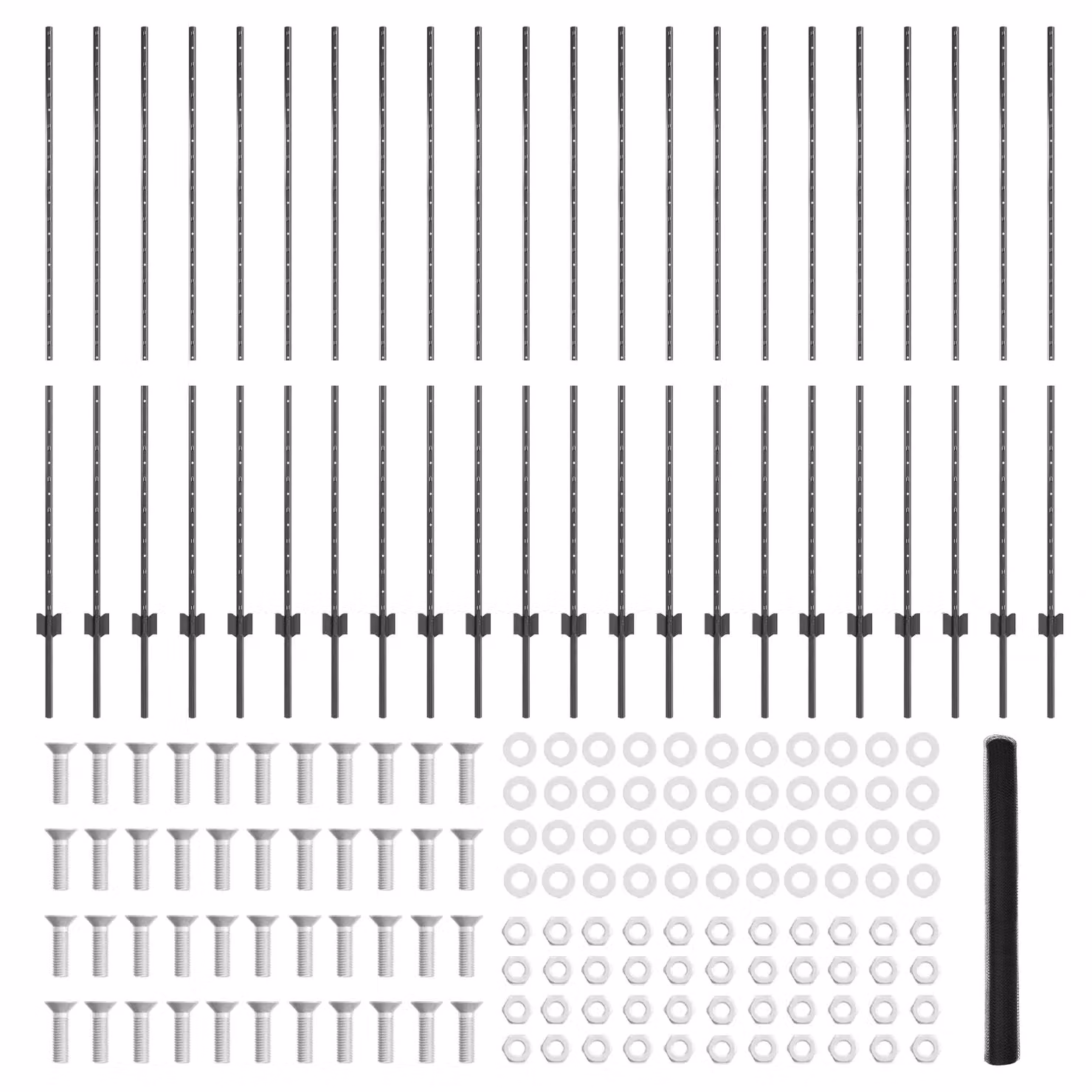 Berkfield Home 22-Piece Steel U-Channel Fence Posts in Grey, Height: 150 cm – 2
