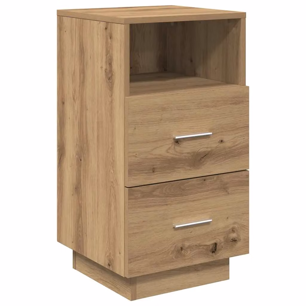 Berkfield Home Artisan Oak Bedside Cabinet with 2 Drawers in Brown, W/D/H: 36 x 36 x 68 cm – 2