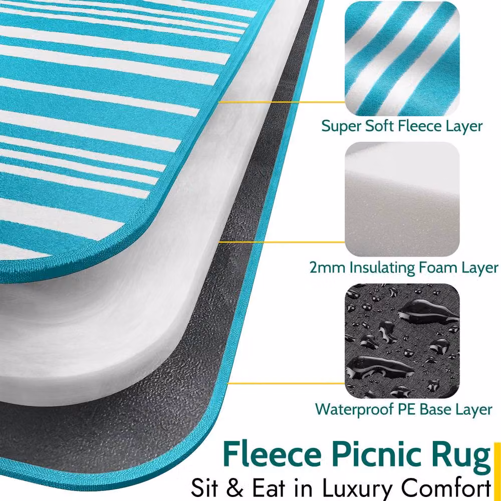 Trail Outdoor Leisure Waterproof Fleece Picnic Rug in Turquoise – 2