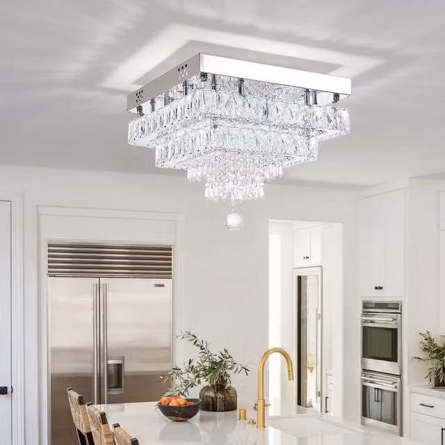 Living Star 40W LED Double-Layer Crystal Ceiling Light in Chrome