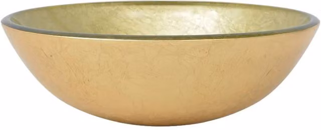 Berkfield Home Round Tempered Glass Countertop Basin, Gold, Diameter: 42 cm, Height: 13 cm