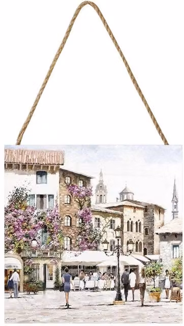 Richard Macneil Sunshine Square Wood Hanging Plaque in Multicolour
