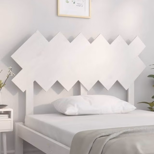 Berkfield Home Beautiful White Solid Pine Wood Bed Headboard W: 122.5 cm, D: 3 cm, H: 80.5 cm