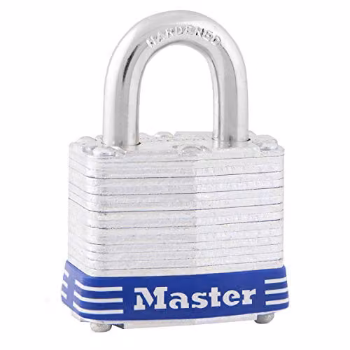 Master Lock Laminated Steel Padlock with Key, Grey and Multicolour, W/D/H: 5.9 x 4.0 x 2.1 cm – 2