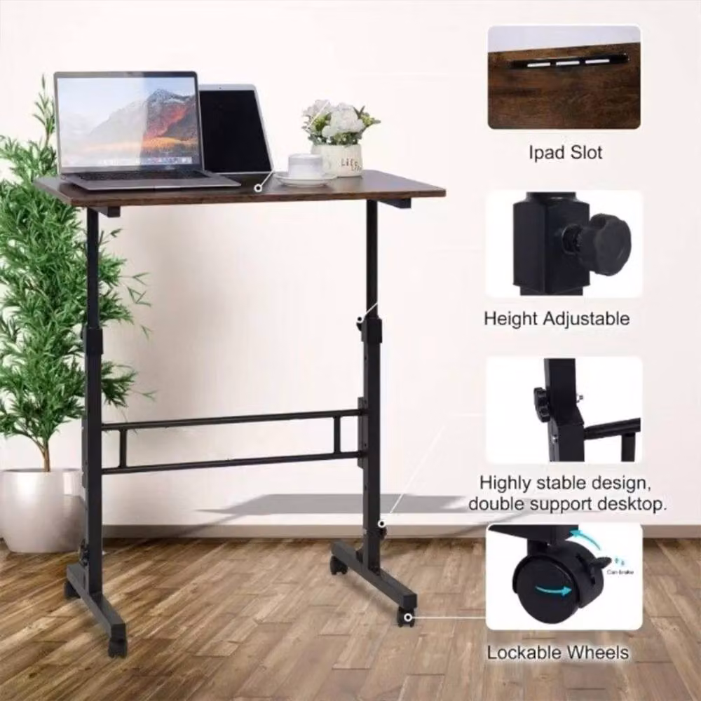 NESTLUNE Height Adjustable Standing Desk in Brown, W/D/H: 100 x 15 x 70 cm – 3