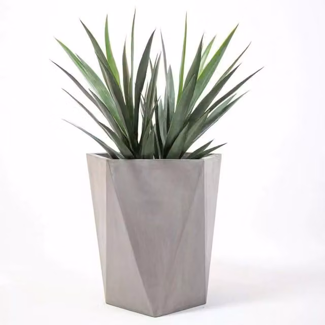 Primrose Tavolino Patina Large Flared Geometric Ceramic Planter in Grey