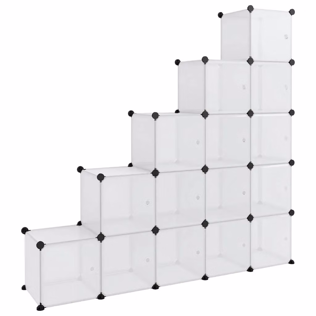 Berkfield Home 15 Cube Storage Organiser with Doors in Clear Transparent Plastic – 2