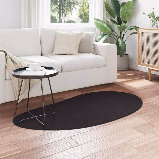 Berkfield Home Elegant Oval Area Rug in Black, Polyester Non-Slip, W: 80 cm x L: 150 cm