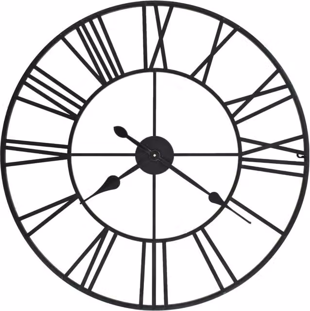 Berkfield Home Vintage Round Metal Wall Clock with Quartz Movement in Black, Diameter: 80 cm