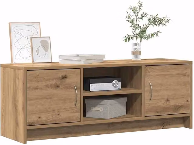 Berkfield Home Artisan Oak TV Cabinet in Brown, W/D/H: 102 x 30 x 37.5 cm