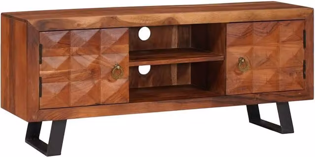 Berkfield Brown Solid Acacia Wood Home Media Storage Cabinet W/D/H: 112 x 30 x 48 cm – 1