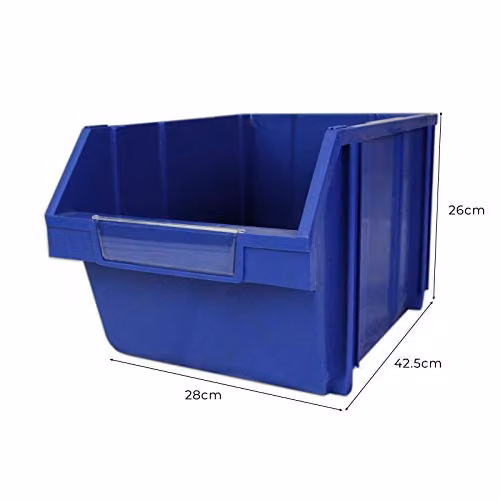 Monster Racking Blue Boltless Bay Shelving Unit with 12 Storage Bins, W: 90 cm, H: 180 cm, D: 45 cm – 5