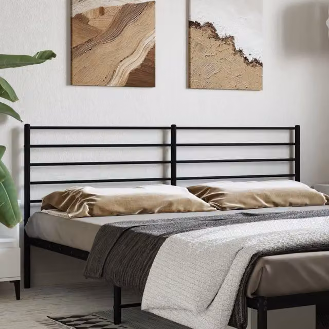 Berkfield Home Classic Metal Headboard in Black, 180 cm