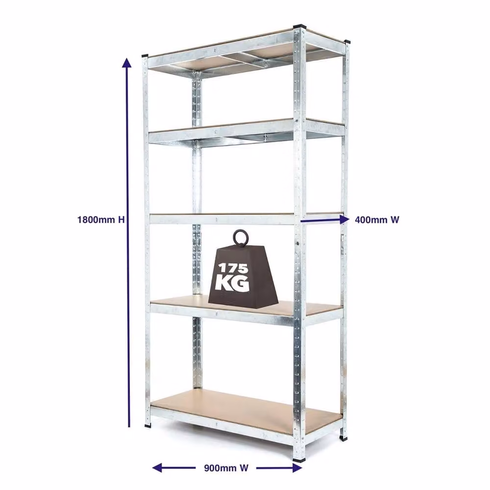 Nordara 5 Tier Galvanised Greenhouse Storage Unit in Silver with Adjustable Shelves – 2
