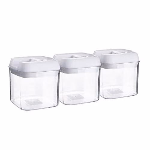 Argon Tableware Airtight Flip Lock Plastic Food Storage Containers, 500ml, White, Pack of 3
